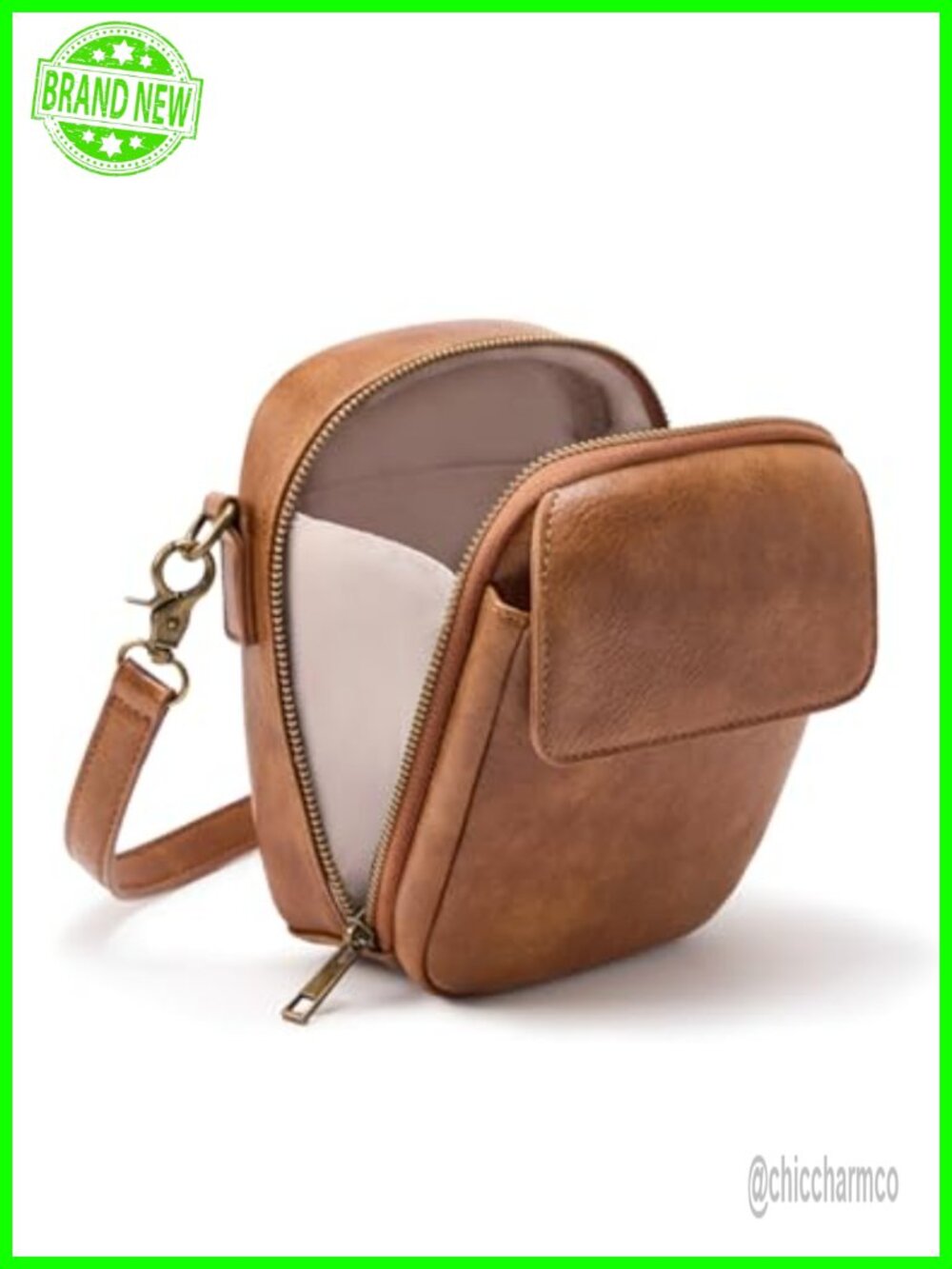 Vegan Leather Crossbody Bag RFID Wallet with Card Slots Small Zip